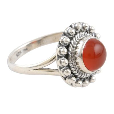Alternate image for Sterling Silver and Carnelian Cocktail Ring Orange Day