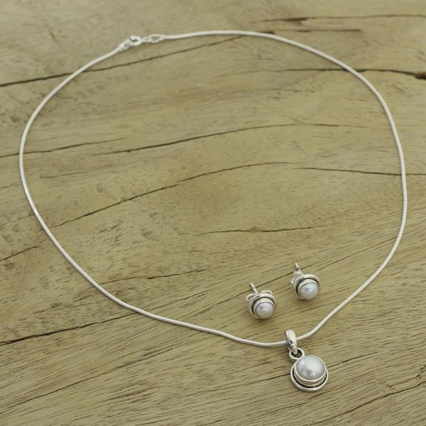 Alternate image for Bridal Pearl Jewelry Set in Sterling Silver  White Cloud