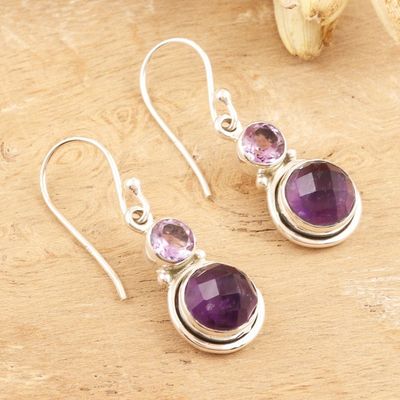Alternate image for Hand Crafted Amethyst Gemstone Dangle Earrings Charming Pair in Purple