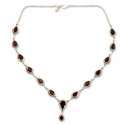Alternate image for Garnet Necklace Sterling Silver Artistmade Jewelry Halo of Beauty