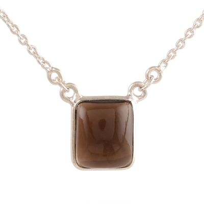 Alternate image for Smoky Quartz Pendant Necklace Crafted in India Deep Charm