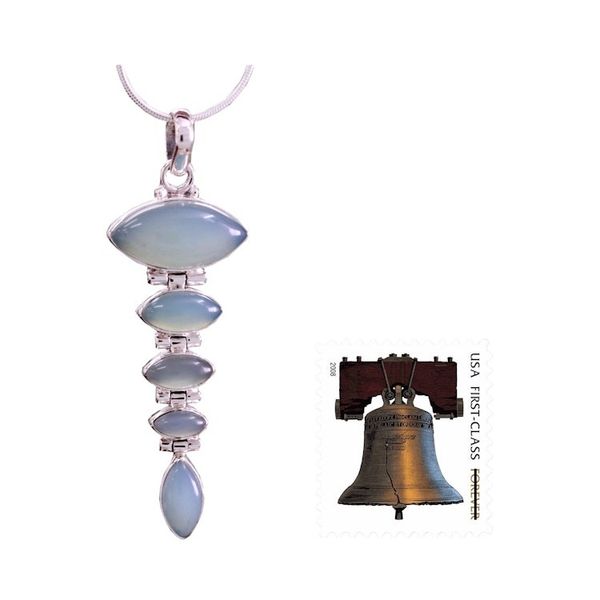 Alternate image for Blue Chalcedony Pendant on Sterling Silver Necklace India Blue