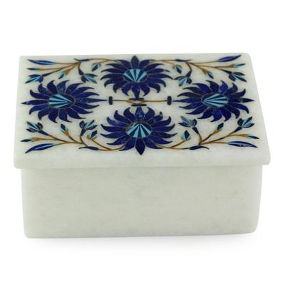 Alternate image for Floral Marble Jewelry Box from India Carnation Sky