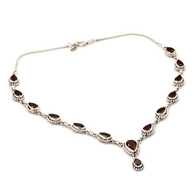 Alternate image for Garnet Necklace Sterling Silver Artistmade Jewelry Halo of Beauty