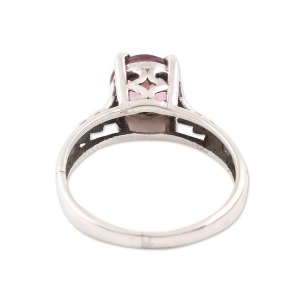 Alternate image for Faceted Amethyst Solitaire Ring Crafted in India Sparkling Crown