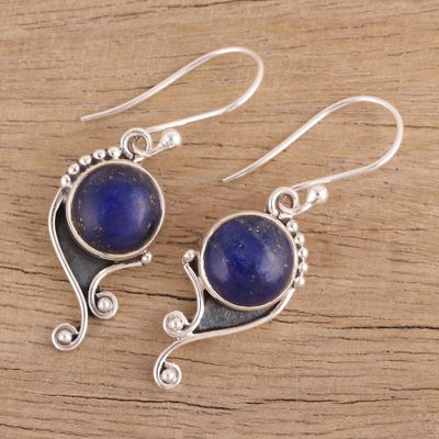 Alternate image for Handmade 925 Sterling Silver Lapis Lazuli Earrings India Deep Sea Charm