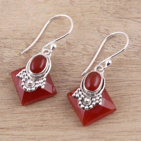 Alternate image for Carnelian Earrings from Indian Jewelry Collection Kolkata Scarlet