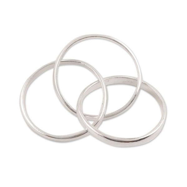 Alternate image for Sterling Silver Interlocked Band Ring Crafted in India Shiny Trio