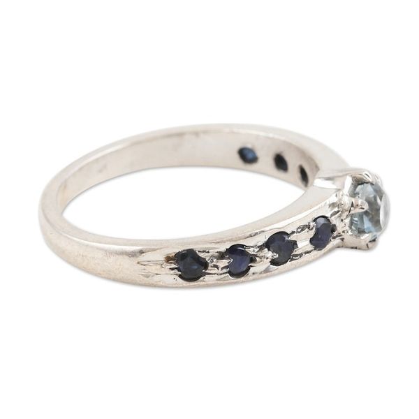 Alternate image for Sapphire and Blue Topaz Solitaire Ring Sea Sparkles