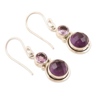 Alternate image for Hand Crafted Amethyst Gemstone Dangle Earrings Charming Pair in Purple
