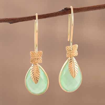 Alternate image for Handmade 22k Gold Plated Chalcedony Dangle Earrings Garden Glory