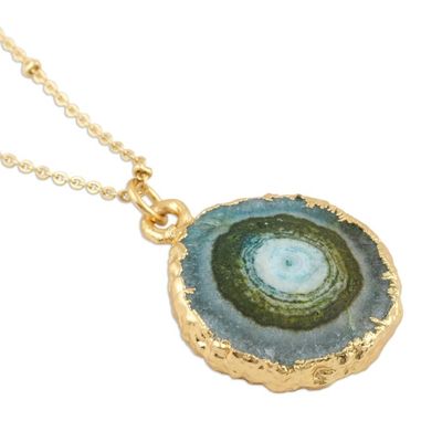 Alternate image for Gold-Plated Green Solar Quartz Pendant Necklace Mystic Power