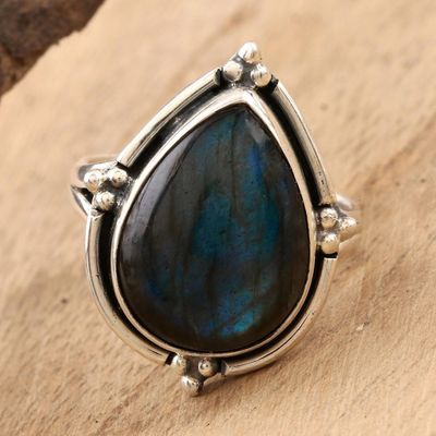 Alternate image for Natural Labradorite Cocktail Ring Sultry Night
