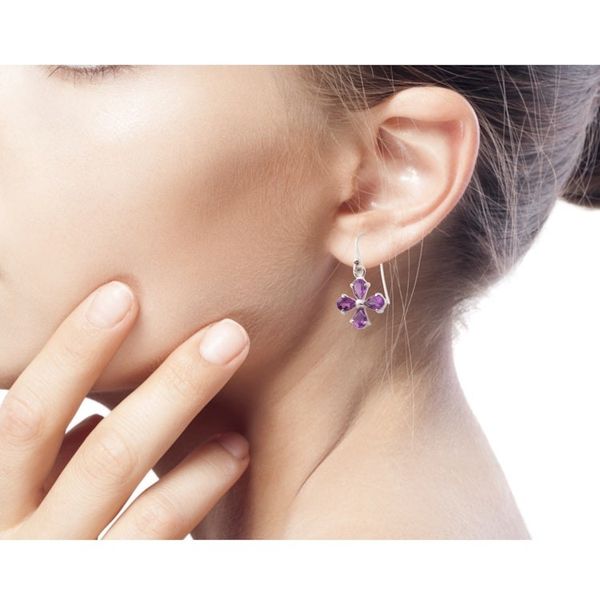 Alternate image for Amethyst Flower Earrings Handcrafted of 925 Sterling Silver Lilac Blossom