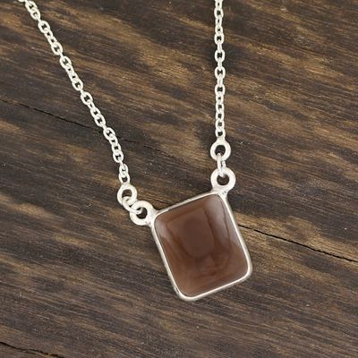 Alternate image for Smoky Quartz Pendant Necklace Crafted in India Deep Charm