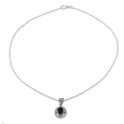 Alternate image for Hand Made Sterling Silver Garnet Pendant Necklace India Red Glamour