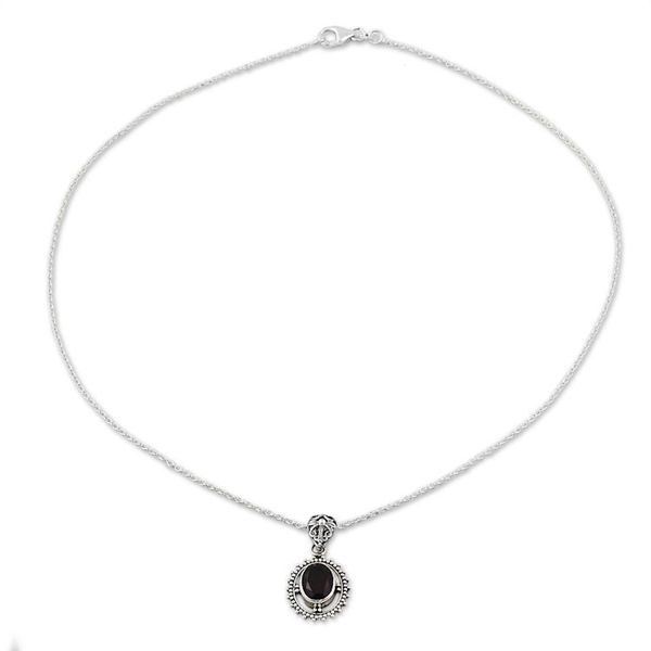 Alternate image for Hand Made Sterling Silver Garnet Pendant Necklace India Red Glamour