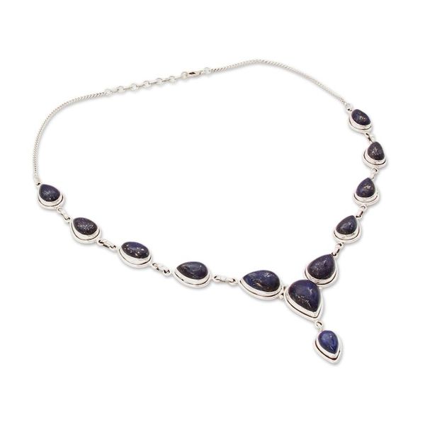 Alternate image for Lapis Lazuli and Sterling Silver Necklace from India Aura of Beauty