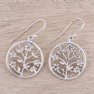 Alternate image for Openwork Floral Sterling Silver Dangle Earrings from India Floral Windows