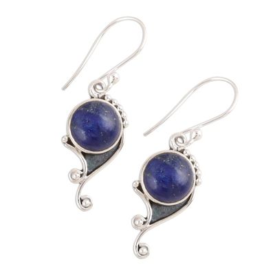 Alternate image for Handmade 925 Sterling Silver Lapis Lazuli Earrings India Deep Sea Charm