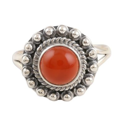 Alternate image for Sterling Silver and Carnelian Cocktail Ring Orange Day