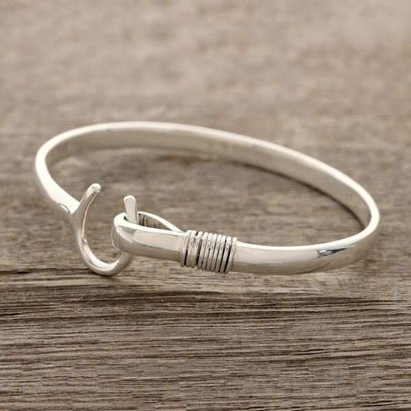 Alternate image for Sterling Silver Horseshoe Bangle Bracelet from India Horseshoe Fortune