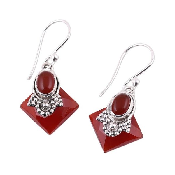 Alternate image for Carnelian Earrings from Indian Jewelry Collection Kolkata Scarlet