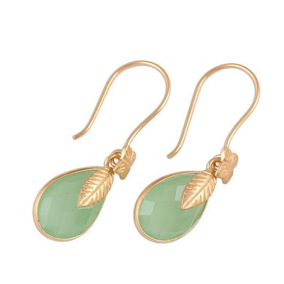 Alternate image for Handmade 22k Gold Plated Chalcedony Dangle Earrings Garden Glory