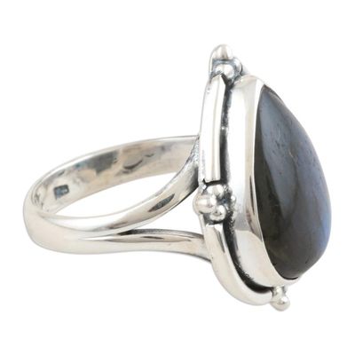 Alternate image for Natural Labradorite Cocktail Ring Sultry Night