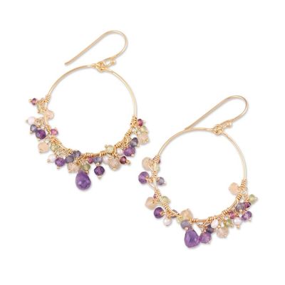 Alternate image for Handmade 22k Gold Plated Sterling Silver Gemstone Earrings Vibrant Shimmer