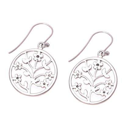 Alternate image for Openwork Floral Sterling Silver Dangle Earrings from India Floral Windows