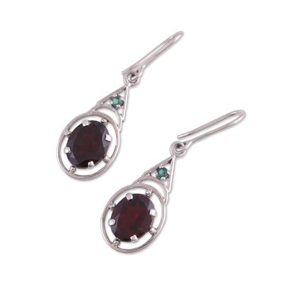 Alternate image for Garnet and Emerald Dangle Earrings from India Scarlet Joy