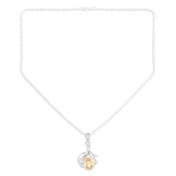 Alternate image for Sterling Silver and Citrine Necklace Fair Trade Jewelry Golden Blossom