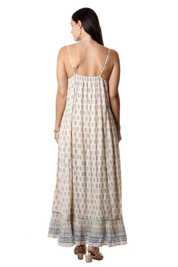 Alternate image for Embroidered Viscose Floral Motif Maxi Dress Corfu Seas