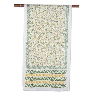 Alternate image for Block-Printed Floral Silk Wrap Scarf from India Autumn Flowers