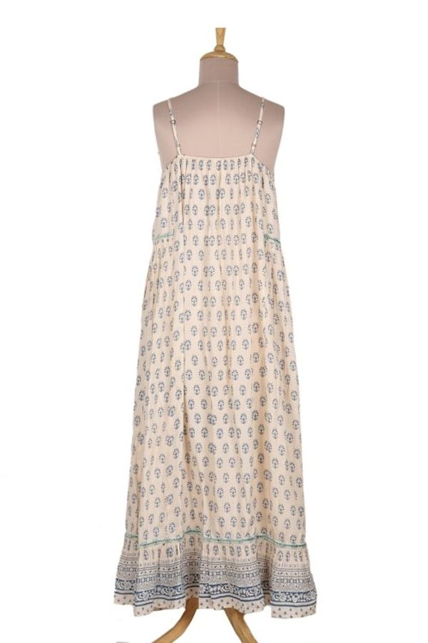Alternate image for Embroidered Viscose Floral Motif Maxi Dress Corfu Seas