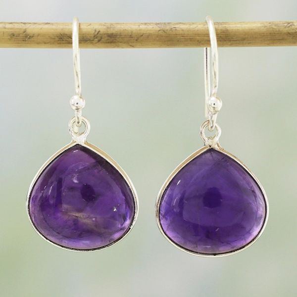Alternate image for Amethyst and Sterling Silver Dangle Earrings from India Dancing Soul