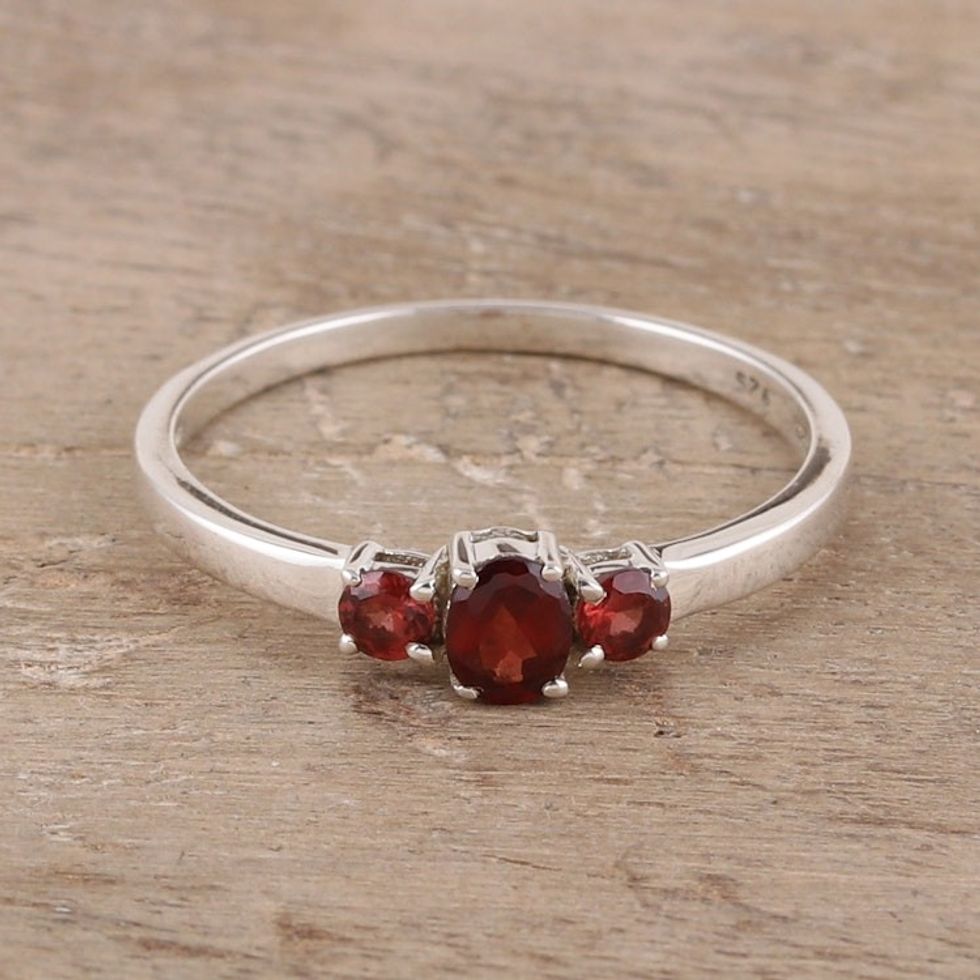 Garnet Ring India Birthstone Jewelry 'Passion's Glow'