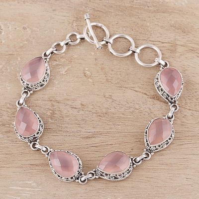 Alternate image for 22-Carat Pink Chalcedony Link Bracelet from India Glossy Pink