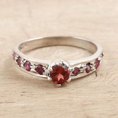 Alternate image for Garnet and Ruby Solitaire Ring Shimmering Union in Red