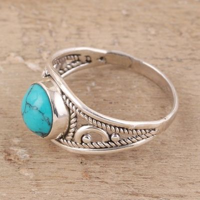 Alternate image for Sterling Silver and Reconstituted Turquoise Cocktail Ring Turquoise Charm