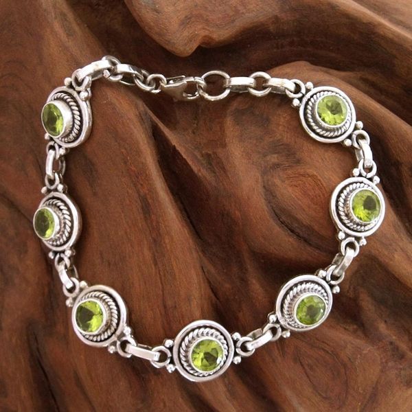 Alternate image for Peridot Bracelet Womens Sterling Silver Bracelet Green Mystique