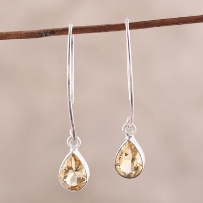 Alternate image for 4-Carat Citrine Dangle Earrings from India Golden Luster