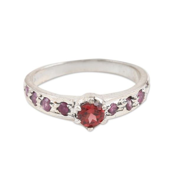 Alternate image for Garnet and Ruby Solitaire Ring Shimmering Union in Red