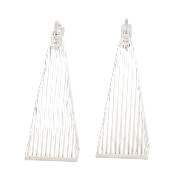 Alternate image for Geometric Sterling Silver Hoop Earrings Crafted in India Geometric Splendor