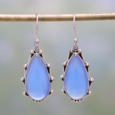 Alternate image for Sterling Silver and Blue Chalcedony Dangle Earrings Peaceful Blues
