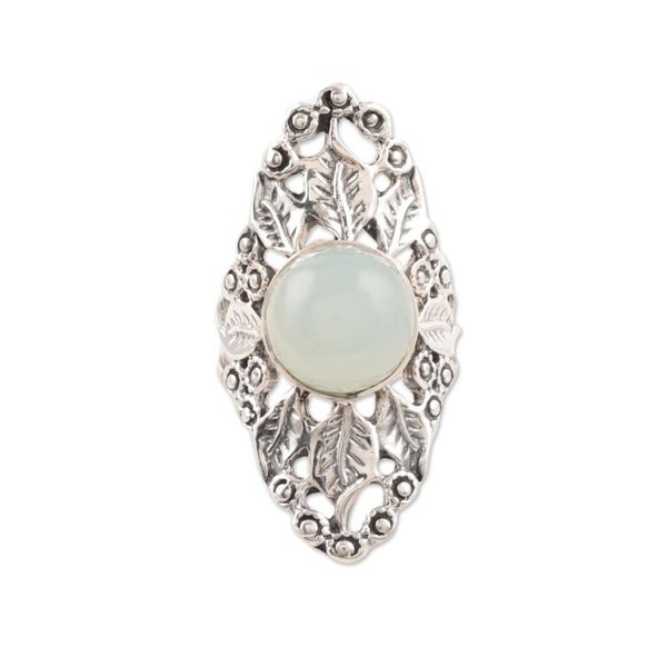 Alternate image for Leaf Pattern Chalcedony Cocktail Ring from India Leafy Wreath