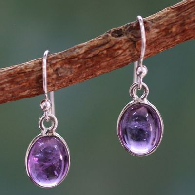 Alternate image for Silver and Amethyst Earrings Crafted in India Luminous Lilac