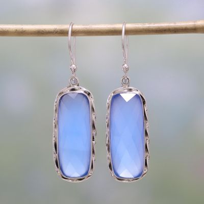 Alternate image for Blue Chalcedony and Sterling Silver Dangle Earrings Sea of Blue