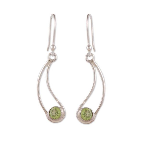 Alternate image for Abstract and Modern One-Carat Peridot Dangle Earrings Abstract Fortune
